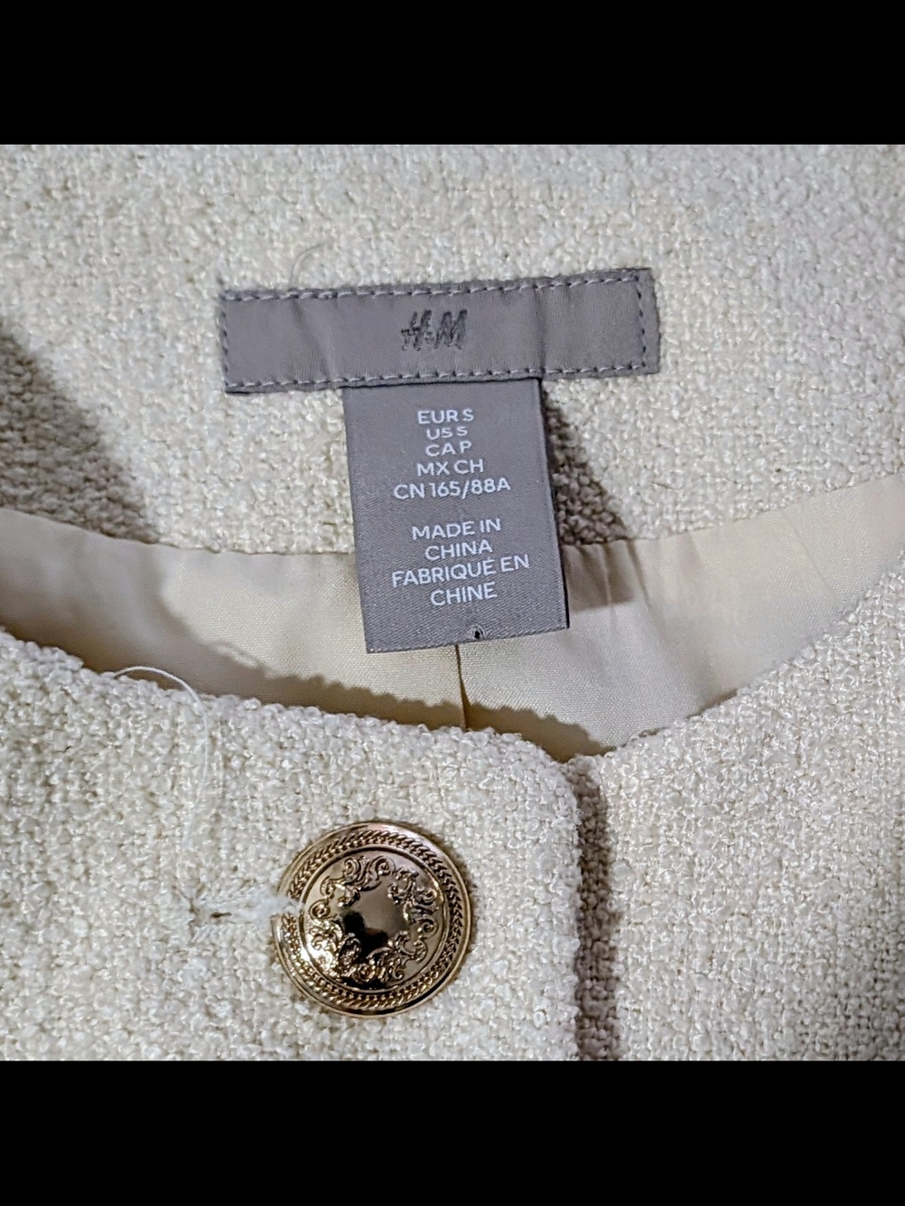 H&M Ivory Bouclé Jacket with Gold Buttons - Picture 3 of 3